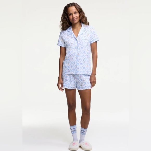 LoveShackFancy x Roller Rabbit Starry Nights Lattice Polo Pajamas - Picture 3 of 12